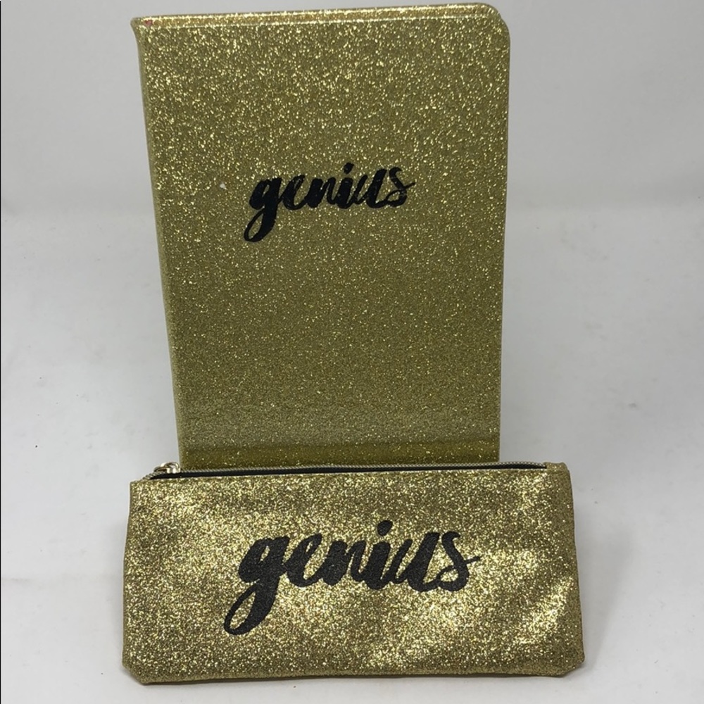 New Gold Sparkle “Genius” journal & pencil pouch